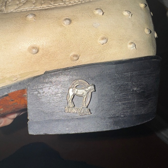 Denver Lady Ostrich Off White Leather Ankle Boots Size 27.5 measures 11 inch - Picture 5 of 8